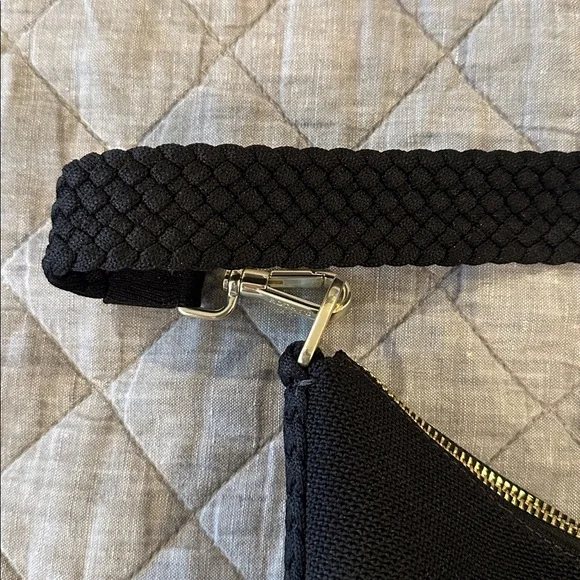 Rothy’s Braided Crescent Bag Black w/ added gold crossbody strap - Picture 4 of 9